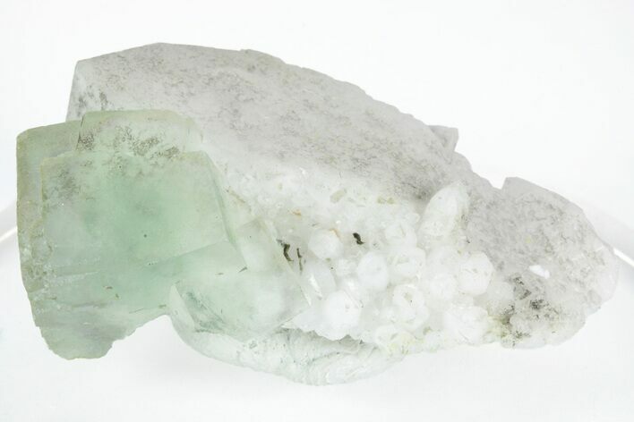 Green, Cubic Fluorite Crystals on Quartz - Inner Mongolia #216761